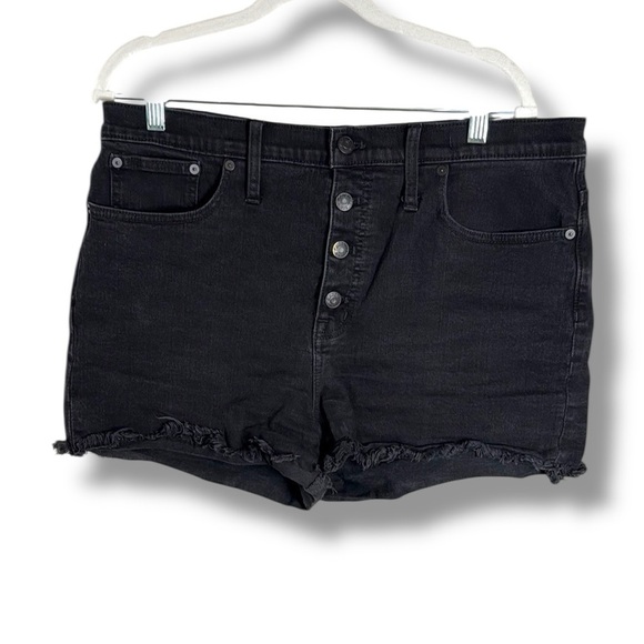 Madewell Black Button Fly High Rise Denim Shorts Size 32 - Picture 1 of 5